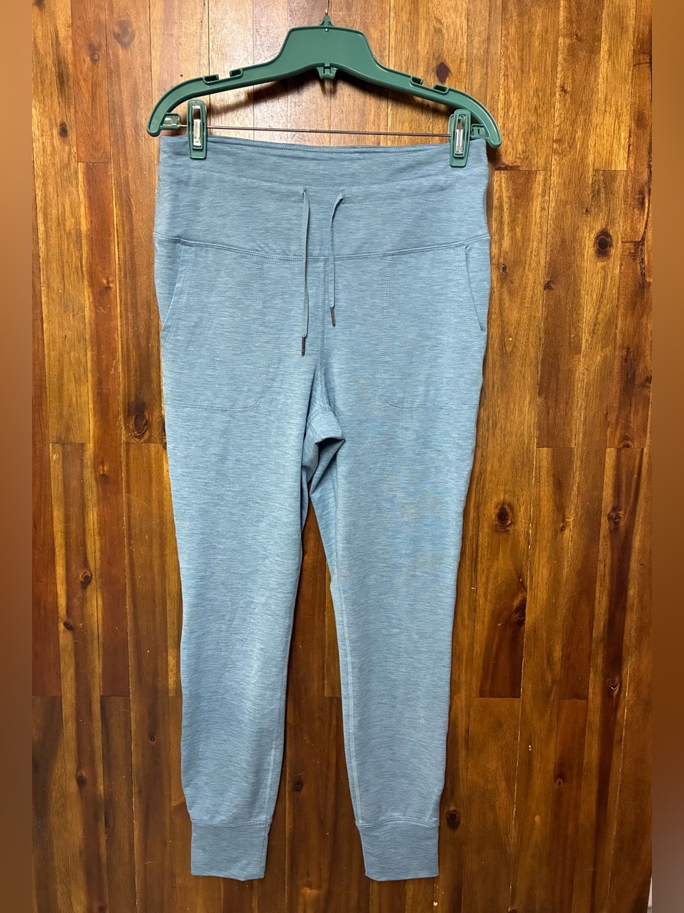 GAIAM Women’s Heather Blue Active Jogger Sweatpants with Drawstring (L)